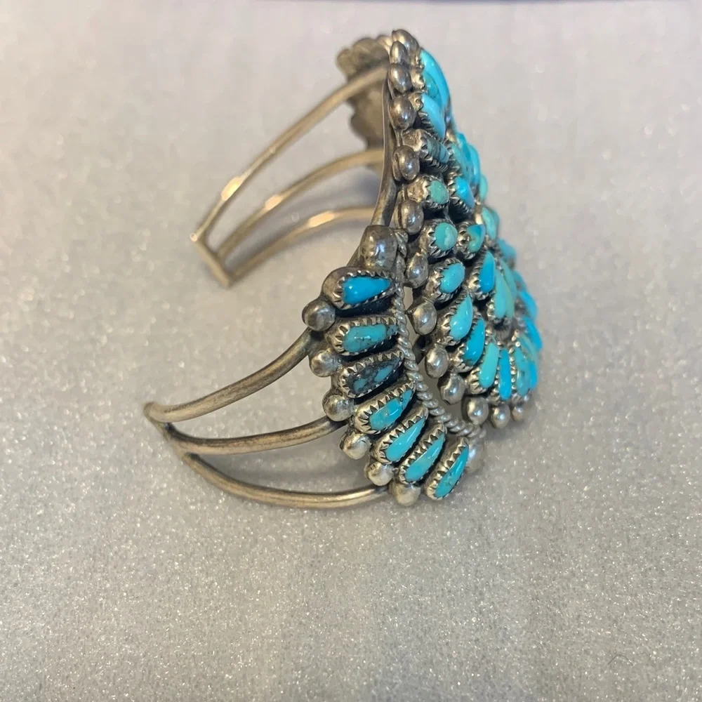 Navajo Turquoise Silver 925 Girls Bracelet Artist FM Begay - Picture 7 of 14